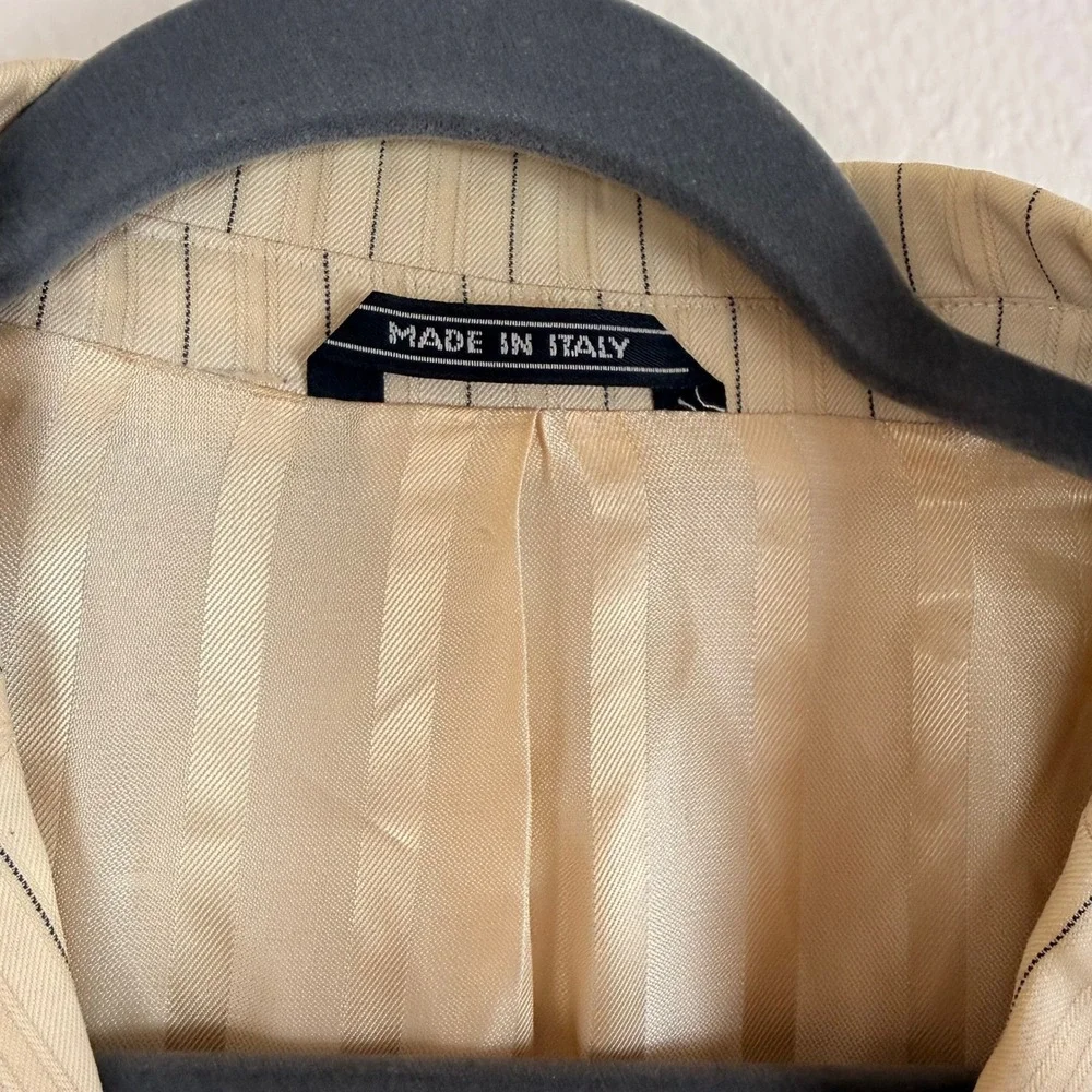 Extrema by Zanetti Blazer 52L Cream Pinstripe‎ Fair Wool Italy (Need Dry Clean)